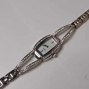 Cute Silver Tone With Clear Stones Metal Watch